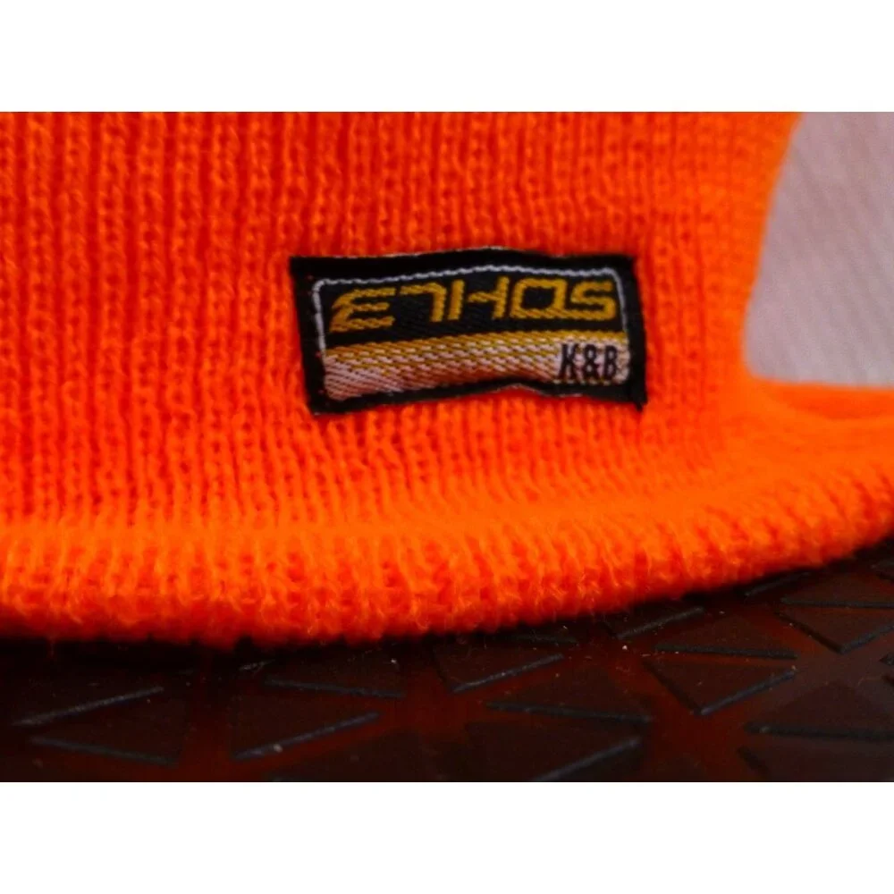 NWTHigh-Visibility Orange Knit Balaclava With Reflective Stripes & Zippered Fron